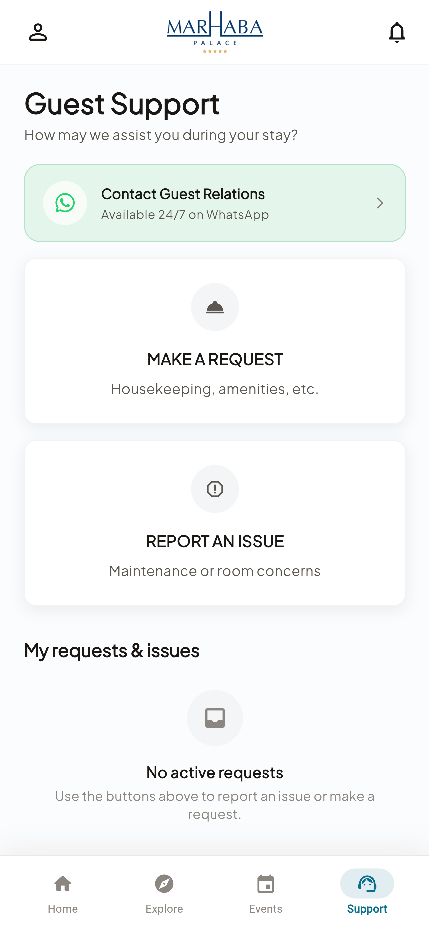 Requests in the My Stay guest experience